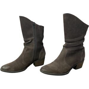 Josef Seibel Suede Mid Calf Boots Womens SZ 38 Brown Western Boho Minimalist